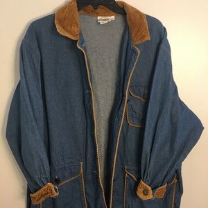 Jean jacket with brown corduroy collar